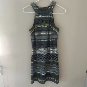 Trina Turk Black & Yellow Sleeveless Dress Geometric Pattern Size S